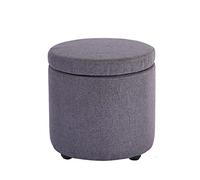Tabouret Ottoman, Repose-Pieds en Coton et Lin, Pouf de Rangement, Tabouret de Coiffeuse pour Chambre à Coucher/Gris K / 32 x 45 cm