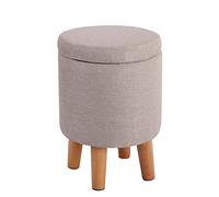 Tabouret Ottoman, Repose-Pieds en Coton et Lin, Pouf de Rangement, Tabouret de Coiffeuse pour Chambre à Coucher, uni, 32 x 45 cm