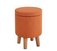 Tabouret Ottoman, Repose-Pieds en Coton et Lin, Pouf de Rangement, Tabouret de Coiffeuse pour Chambre à Coucher/Orange / 32 x 45 cm