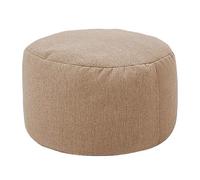 Tabouret ottoman rond 30 x 20 cm - Élégant pouf en lin kaki foncé pour salon et chambre à coucher - Pouf confortable avec rembourrage