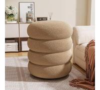 Tabouret ottoman rond en bouclette - Tabouret rembourré doux pour salon et chambre à coucher