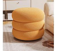 Tabouret ottoman rond en bouclette - Tabouret rembourré doux pour salon et chambre à coucher