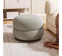 Tabouret ottoman rond en bouclette - Tabouret rembourré doux pour salon et chambre à coucher