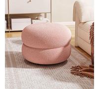Tabouret ottoman rond en bouclette - Tabouret rembourré doux pour salon et chambre à coucher