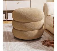Tabouret ottoman rond en bouclette - Tabouret rembourré doux pour salon et chambre à coucher