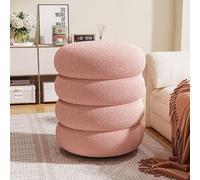 Tabouret ottoman rond en bouclette - Tabouret rembourré doux pour salon et chambre à coucher