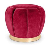 Tabouret ottoman rond en velours avec bordure en métal doré de 45 cm de haut, repose-pieds moderne et siège multifonction
