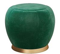 Tabouret ottoman rond en velours avec bordure en métal doré de 45 cm de haut, repose-pieds moderne pour une utilisation multifonctionnelle