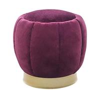 Tabouret ottoman rond en velours avec bordure en métal doré - Repose-pieds multifonction - 45 cm de haut - Base en laiton
