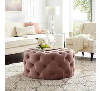 Tabouret ottoman rond en velours peluche - Table basse moderne et banc de lit pour salon, chambre à coucher