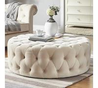 Tabouret ottoman rond en velours peluche - Table basse moderne et banc de lit pour salon, chambre à coucher
