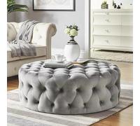 Tabouret ottoman rond en velours peluche - Table basse moderne et banc de lit pour salon, chambre à coucher