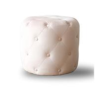 Tabouret ottoman rond en velours pour salon, chambre à coucher, entrée, rose clair, 45,7 x 45,7 x 40,6 cm