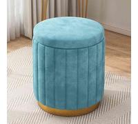 Tabouret ottoman rond en velours - Repose-pieds élégant pour chambre à coucher, salon, entrée, bureau - Design créatif et tendance