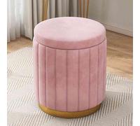 Tabouret ottoman rond en velours - Repose-pieds élégant pour chambre à coucher, salon, entrée, bureau - Design créatif et tendance