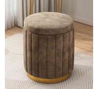 Tabouret ottoman rond en velours - Repose-pieds élégant pour chambre à coucher, salon, entrée, bureau - Design créatif et tendance