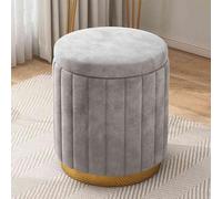 Tabouret ottoman rond en velours - Repose-pieds élégant pour chambre à coucher, salon, entrée, bureau - Design créatif et tendance