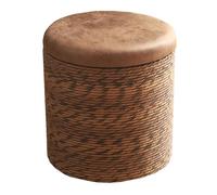 Tabouret ottoman rond en velours tissé à la main pour salon, repose-pieds pour canapé, petit marchepied, chambre à coucher, meuble, entrée (marron, 40 cm)