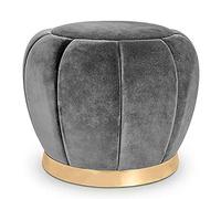 Tabouret ottoman rond moderne en velours de 45 cm de haut avec base en métal doré multifonctionnel