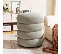 Tabouret ottoman rond rembourré doux en bouclette - Repose-pieds moderne pour un confort amélioré dans le salon, la chambre ou le canapé