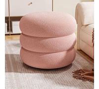 Tabouret ottoman rond rembourré doux en bouclette - Repose-pieds moderne pour un confort amélioré dans le salon, la chambre ou le canapé