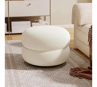 Tabouret ottoman rond rembourré doux en bouclette - Repose-pieds moderne pour un confort amélioré dans le salon, la chambre ou le canapé