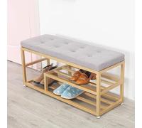 Tabouret Ottoman Tabouret Moderne Banc de Rack de Chaussures dorés rembourré Banc de Rangement de Chaussures pour Chambre à Coucher Couloir entrée en Line 100x35x45cm (39x14x18inch) (120x35x45cm