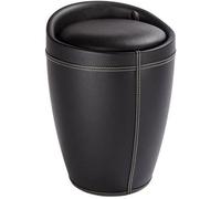 Tabouret Panier à linge - WENKO - Candy - Simili - Noir - 20 litres