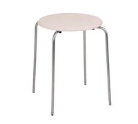 Tabouret Petit Rond cuir brushed stainless steel frame