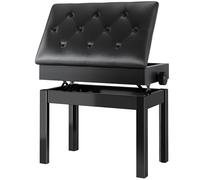 Tabouret Piano Réglable en Hauteur 56x33x58CM, Siege Piano avec Espace de Rangement, Banc Piano avec Coussin en Cuir PU, Tabouret de Piano Charge Maximale 150KG, 4 PCS Pieds de Piano Bois Massif, Noir