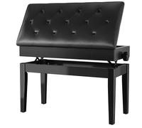Tabouret Piano Réglable en Hauteur 72x33x58CM, Siege Piano avec Espace de Rangement, Banc Piano avec Coussin en Cuir PU, Tabouret de Piano Charge Maximale 200KG, 4 PCS Pieds de Piano Bois Massif, Noir