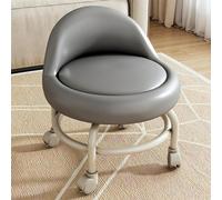 Tabouret pivotant à roulettes avec dossier pour la maison, le bureau, le barbier, pédicure, petit siège rond, repose-pieds rotatif à 360°