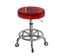Tabouret pivotant à roulettes solides en acrylique robuste pour bar, laboratoire, bureau, barbier, cuisine et magasin (rouge)