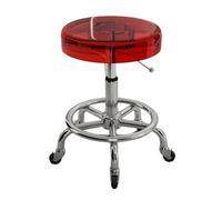 Tabouret pivotant à roulettes solides en acrylique robuste pour bar, laboratoire, bureau, barbier, cuisine et magasin (rouge)