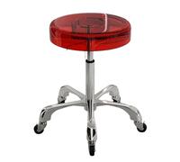 Tabouret pivotant à roulettes solides en acrylique robuste pour bar, laboratoire, bureau, barbier, cuisine et magasin (rouge)