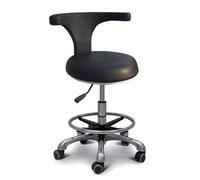 Tabouret pivotant à roulettes, tabouret d'assistant dentaire à hauteur réglable, assise en cuir PU, accoudoirs et pivotant à 360°, pour dentistes, spas, salons de massage et salons de coiffure(Beige)