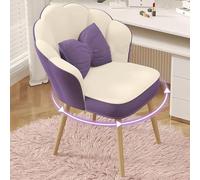 Tabouret pivotant avec dossier bas et pieds en métal pour maquillage et coiffeuse