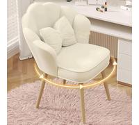 Tabouret pivotant avec dossier bas et pieds en métal pour maquillage et coiffeuse