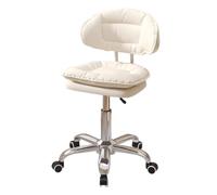 Tabouret Pivotant Avec Dossier, Chaise De Bureau À Domicile Avec Roulettes, Tabouret De Salon De Beauté Et De Spa Réglable En Hauteur, Petites Chaises Ergonomiques Avec Assise Rembourrée(Beige)