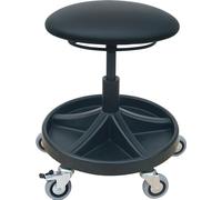 Tabouret pivotant avec dossier, rembourrage en similicuir noir, hauteur d'assise 490-620mm LOTZ