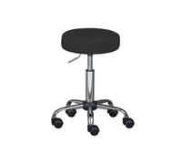 Inter Link - Tabouret pivotant sur roulettes - Réglable en hauteur 50-66 cm - Tabouret de travail/bureau - En métal et similicuir - Noir