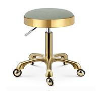 Tabouret Pivotant Doré Tabouret De Beauté, Tabouret Rond à roulettes Réglable en Hauteur, Tabouret Roulant en Métal Robuste avec Tige De Chaise Dorée pour Salon, Bar, Bureau