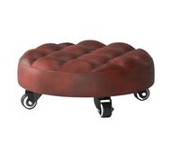 Tabouret pivotant doux avec roulettes, design poulie basse, siège en cuir marron, idéal pour la maison, le bureau, le garage et l'atelier - Option assise confortable et polyvalente