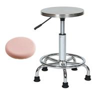 Tabouret pivotant en acier inoxydable avec coussin de siège et roulettes gratuits, tabouret élévateur très résistant pour bar, laboratoire, bureau, barbier, cuisine et magasin (B)
