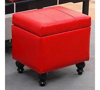 Tabouret pivotant en simili cuir cube de rangement pour pieds, banc, siège, boîte à jouets avec charnière sur le dessus, boîte de rangement pouf coffre
