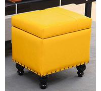 Tabouret pivotant en simili cuir cube de rangement pour pieds, banc, siège, boîte à jouets avec charnière sur le dessus, boîte de rangement pouf coffre