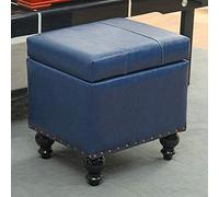 Tabouret pivotant en simili cuir cube de rangement pour pieds, banc, siège, boîte à jouets avec charnière sur le dessus, boîte de rangement pouf coffre