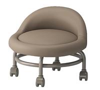 Tabouret pivotant en similicuir marron avec support dorsal et roulettes pour une mobilité facile - Design ergonomique pour plus de confort à la maison, au bureau ou dans un bar