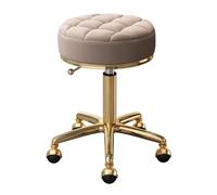 Tabouret pivotant réglable - Siège en cuir PU et cadre doré pour salon, spa, massage et bureau