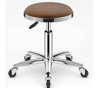 Tabouret pivotant robuste à roulettes - Hauteur réglable en hauteur - Tabouret haut en métal pour cuisine, salon, bar, bureau, clinique de massage (marron)